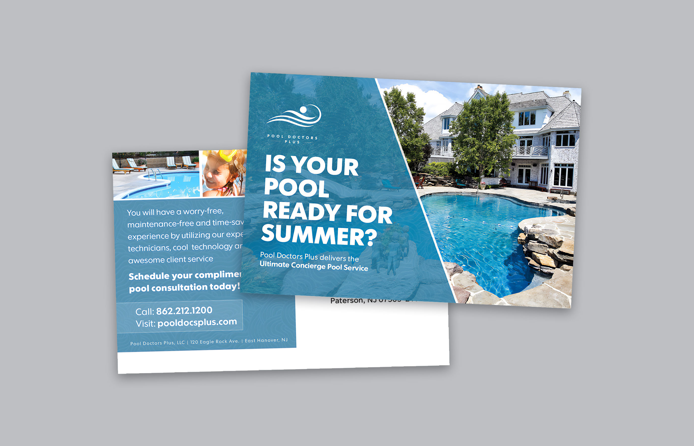 Pool Doctors Plus postcard — front and back